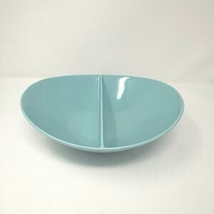 Fostoria Melamine Oval Divided 10" Dish Bowl Baby Blue MCM Vtg Granny Core Retro